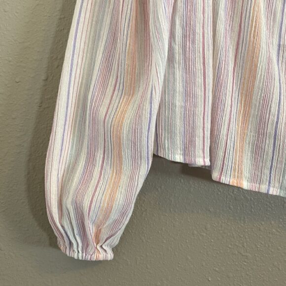 BCBGENERATION - pastel striped long sleeve blouse - NWT - Picture 3 of 10
